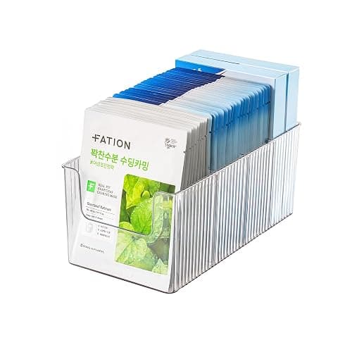 Imakmasion Face Mask Organizer, 4-Compartment Clear Plastic Sheet Mask Holder & Makeup Palette Storage, Vanity Storage Bin for Bathroom Counter, Cosmetic Organizer for Skincare, Eyeshadow & Brushes - Image 1