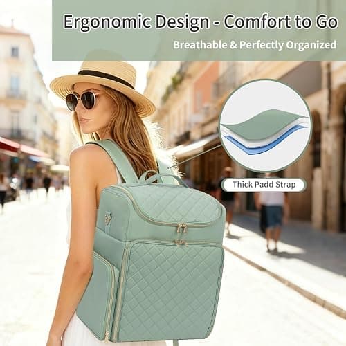 Extra Large Nail Polish Organizer Backpack, Holds 124+ Bottles & Full Size Lamp, Travel Nail Organizers and Storage Bag with 3 Removable Pouches, Portable Nail Supplies Case (Rhombus Green, 124 Slots) thumbnail 3