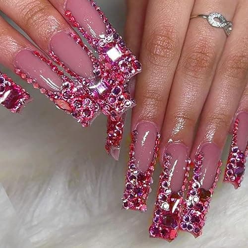Yzzseven 14 Types of 700 Rose Pink Diamonds + 2100 Flat Rhinestones Mix 20 Styles Flatback DIY Crafts Rhinestone Crystals 3D Ornament‌s Flat Back Stones Set + Tweezers + Drill Pen thumbnail 2