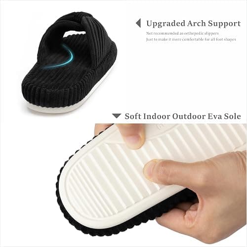 Chantomoo Slippers for Women Memory Foam House Bedroom Corduroy Bow Crossbands Slipper Shoes Comfy Trendy Gift Slippers thumbnail 4