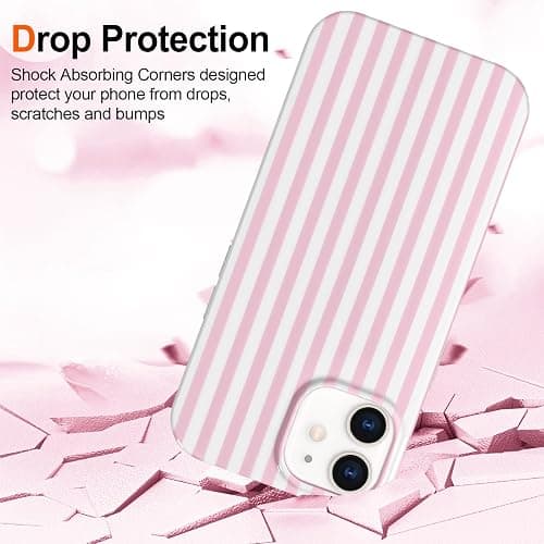 Hython for iPhone 11 Case Cute Striped Aesthetic Design Simple Stripes Cover 6.1", Thin Slim Soft TPU Bumper Shockproof Rubber Protective Phone Cases for Women Girls Girly Boys, Pink and White thumbnail 4