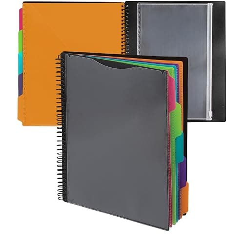 Samsill Spiral Folder Organizer - 5 Dividers & 10 Pockets with Zipper Pouch, Multi Pocket Color Cordinated Folder Binder with Customizable Tabs, Document Organizer (Fashion) - Image 1