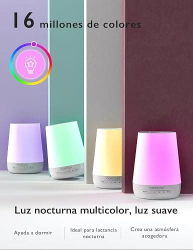 Momcozy Ruido Blanco para Bebés con 34 Sonidos Relajantes y Luz Nocturna | Maquina ruido blanco para bebés, niños y adultos, con entrenador de sueño, control de aplicaciones, temporizador thumbnail 3