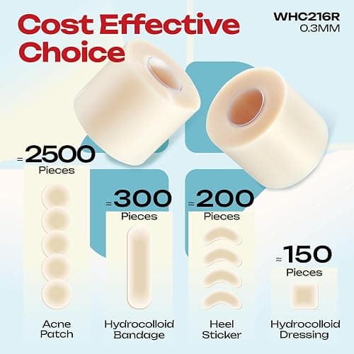 LIFARA Hydrocolloid Roll for Wound Care - Cut-to-Size, Hydrocolloid Patch Bandages with Self-Adhesive, Ultra Absorbent & Waterproof, First Aid Kit Essential (11.8mil/ 0.3mm Thickness, 2in*16ft) thumbnail 3
