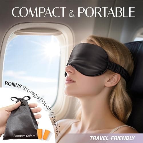 OLESILK 100% Mulberry Silk Sleep Mask for Women - Zero-Pressure Blackout | Eye mask for Sleeping with Breathable Silk Filling. No Headaches, No Hair Pull. Travel or Nap, Giftable. Earplugs+Bag thumbnail 6