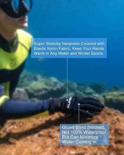 XUKER Water Gloves, 3mm & 5mm Neoprene Five Finger Warm Wetsuit Winter Gloves for Scuba Diving Snorkeling Surfing thumbnail 3
