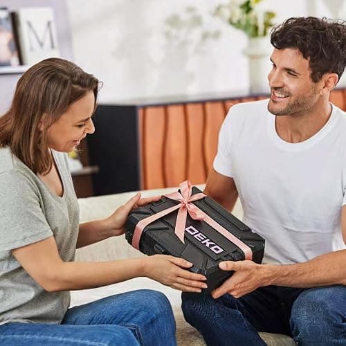 Werkzeugkoffer Akkuschrauber Werkzeugkasten Werkzeug Koffer Werkzeugset：DEKO Werkzeugkiste Bestückt 126-tlg. professionelle Werkzeugkiste für Heimwerker, für Büros und Garten, Rosa thumbnail 2