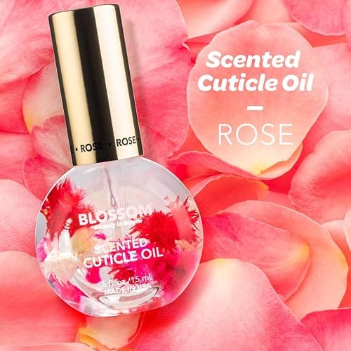 Blossom Cuticle Oil for Nails, Infused with Real Flowers, Rose, 0.5 fl. oz | Hydrating, Moisturizing, Scented Nail Oil Cuticle Care, Made in USA, Jojoba Vitamin, for Skin Flower Liquid, Stuff, Kit thumbnail 2