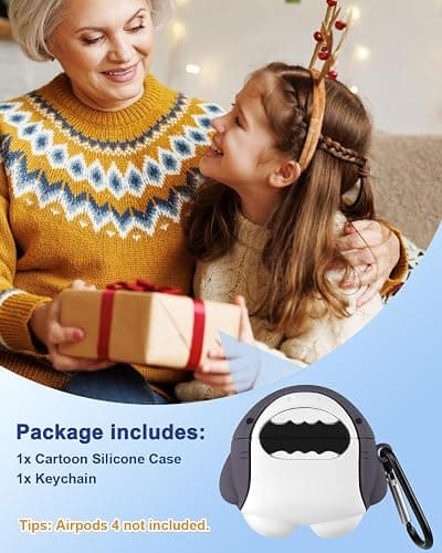 Boaretiu for Airpods 4th 2024 Case Cute Cartoon Kawaii - with Keychain Funny Design Cover Shell for Girls Teens Women Cases for Air Pods 4th, Shark thumbnail 6