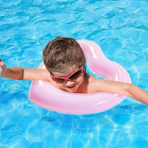 OLNIEZZL Pool Floats Adult Heart Swimming Rings Inflatable Rafts Pool Floaties Accessories Lake Water Floats Kids Beach Toys Pool Party Games for Toddlers - Pink - Small thumbnail 4
