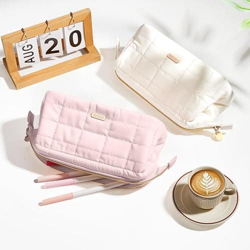 Sooez Large Pencil Case Pouch, Soft Pencil Bag with Zipper, Pen Bag Wide Opening, School Supplies Cute Pencil Case for Girls Boy Men Women, Beige thumbnail 2