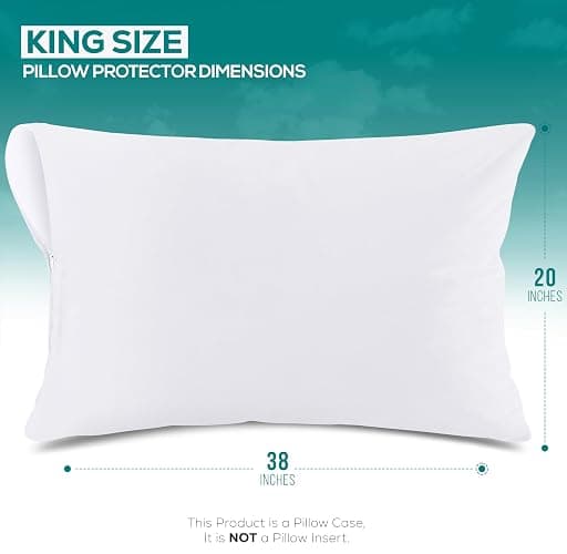 Set of 4 Pillow Protectors with Zipper King Size, Bed Bug and Dust Mite Proof Pillow Covers, Ultra Soft Pillow Encasements, Moisture Wicking and Waterproof Pillow Cases by Utopia Bedding (White) thumbnail 3