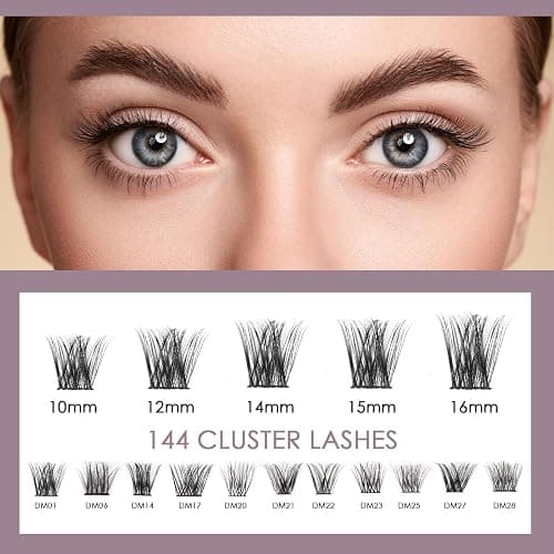 Ocean Pearl Cluster Lashes 144PCS Eyelashes 10-16mm Lash Clusters Fluffy Eyelash Extension Cluster Lashes Kit Individual Eyelash Lash Extensions Kit with Super Bond+Seal+Remover+Tweezer-DM01 thumbnail 5