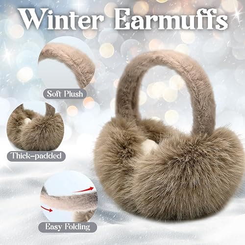 Stcylzfu 2 Pcs Ear Muffs for Winter Women Soft Cute Earmuffs Fluffy Outdoor Ear Warmers for Women Girls thumbnail 3