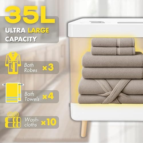 aGratHav Towel Warmer for Bathroom, Foldable Towel Warmer Bucket, Blanket Warmer, Extra-Large 35L Fast Heating, Heating & Drying Modes & Timer, ETL Certification, 6 Free Fragrance Discs, White thumbnail 3