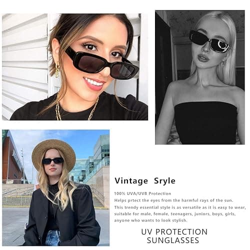 KUGUAOK Retro Rectangle Sunglasses Women and Men Vintage Small Square Sun Glasses UV Protection Glasse thumbnail 2
