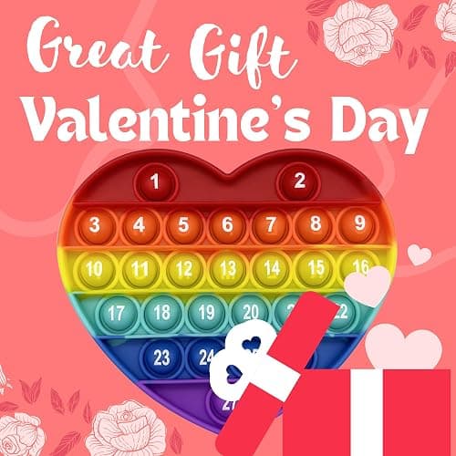 PETBSNVB Rainbow Heart Shaped Pop Bubble Valentines Fidget Toy with Letters and Numbers, Xmas Gift Sensory Toy with Alphabets Kids Birthday Party Classroom Prize Stress Reliever thumbnail 6