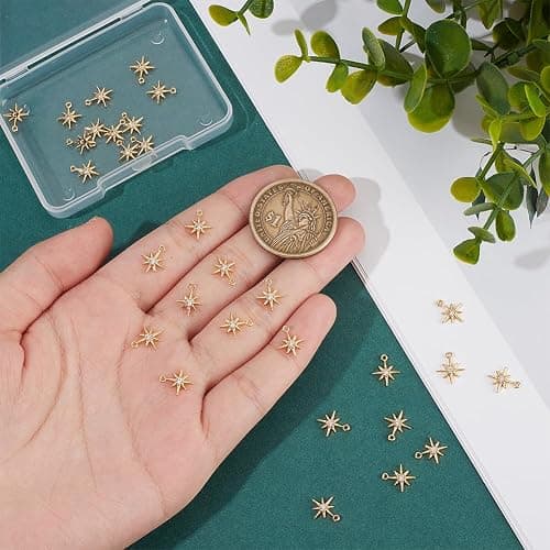 BENECREAT 30Pcs Real 18K Gold/Platinum Plated Clear Cubic Zirconia Pendant, Star Brass Charms Pendant for Bracelet Necklace Jewelry Making thumbnail 3