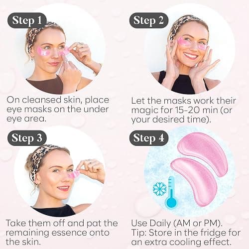 BLOOMORA Rose Under Eye Patches (30 Pairs) - Under Eye Mask for Appearance of Dark Circles - For Puffy Eyes Smoothing - Skincare Mask thumbnail 6