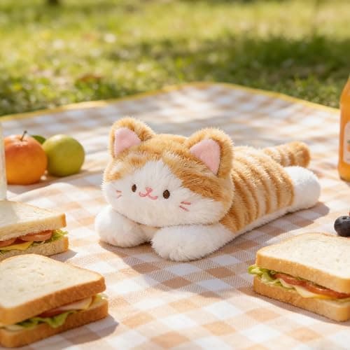 PEACH CAT Striped Cat Stuffed Animal Cute Kitten Plushies Small Plush Toys Gifts for Kids Brown thumbnail 2