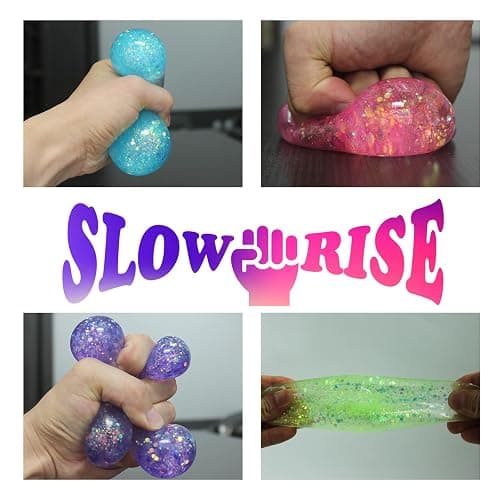 3Pack Slow Rise Glitter Squishy Cube Square Ice Cube Malt Sugar Stress Balls for Adults&Kids, Nice Stress Cube, Sensory Fidget Toys for Mellow and Chill, Classroom Treasure Box(Purple/Pink/Blue) thumbnail 6