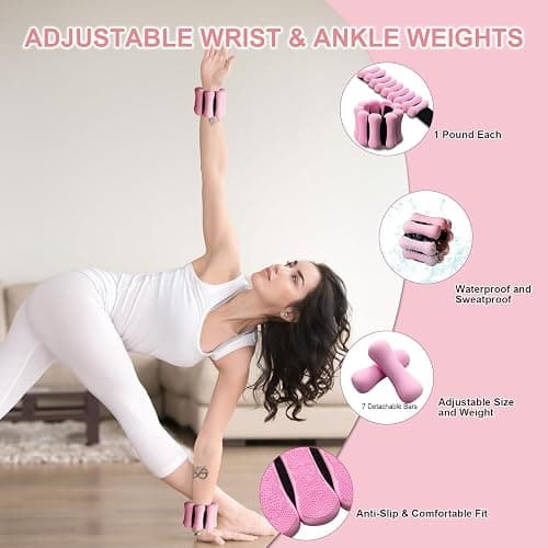 KANGFITER Pilates Equipment Kit for Home Workout, Pilates Ring and Ball Set with Adjustable Ankle Wrist Weights, Resistance Bands, Tape Measure, Bag, Pilates Essentials Accessories for Women Yoga thumbnail 4