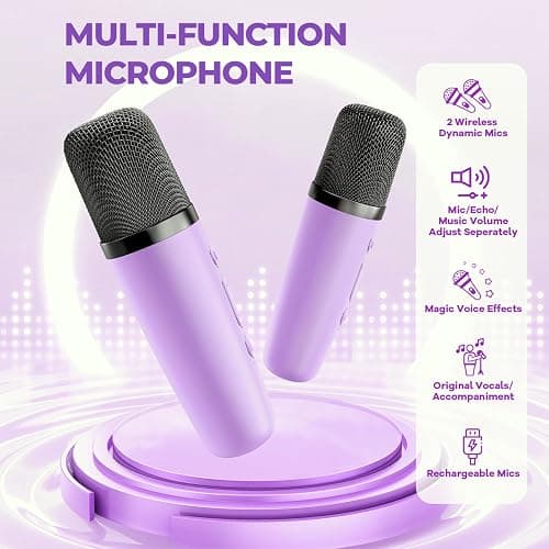 YLL Karaoke Machine for Kids,Birthday Gifts for Girls 3 4 5 6 7 8+Years Old | 2 Wireless Microphones, 5 Magic Voices, Mini Portable Bluetooth Speaker, Family Home Party Present Toys for Ages 4-12 thumbnail 6