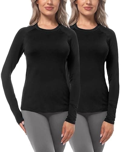 CL convallaria Women Thermal Tops Fleece Line Athletic Long Sleeve Thermal Vest Compression Baselayer Workout Shirts Soft and Warm Gear thumbnail 5