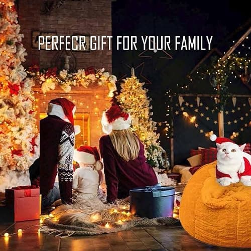 FIEATES Bean Bag Chair for Adults Kids No Filler Soft Round Giant Beanbag Chair Lazy Sofa Reading Chair Cover, 3.5FT, Black thumbnail 9