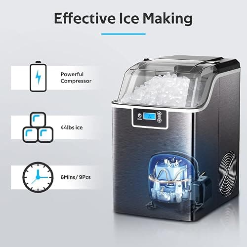 Nugget Ice Maker Countertop with Self-Cleaning,Chewable Pellet Ice Crushed ice 45Lbs/24H,Black thumbnail 2