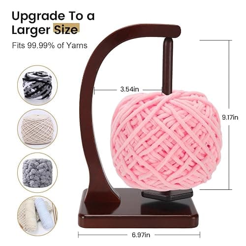 Yarn Holder for Crocheting and Knitting - Magnetic Wooden Yarn Holder Spinner, Ideal for Crochet Accessories, Knitting Accessories, Cool Gifts for Crocheters and Knitting Lovers （Burgundy） thumbnail 4