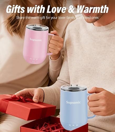 Supsonic - 16oz Self Heating Coffee Mug, Smart Heated Coffee Mug Faster Direct-Contact Heating Up to 149°F, Coffee Mug Warmer Set with Auto Shut-Off - Gifts for Men Women | S2 thumbnail 5