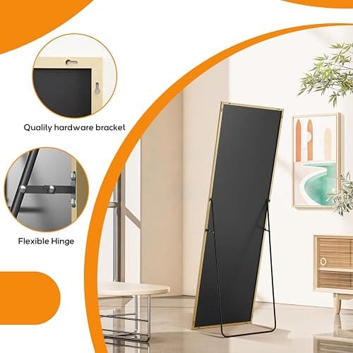 Aidoly Mirror Full Length, Upgraded Body Wall Mirrors with Shatter-Proof Glass, Floor Standing, Hanging or Leaning, Tall Mirror with Stand Aluminum Alloy Frame for Bedroom Cloakroom thumbnail 6