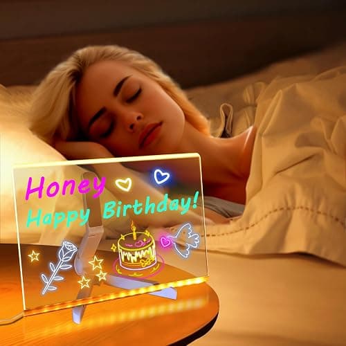 LED Note Board with Colors,11.8"X7.9" Acrylic Led Writing Board, Acrylic Dry Erase Board with Light, Message Board Drawing Board for Kids, Light Up Board for Birthday Christmas Gifts for Teens thumbnail 5