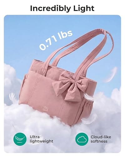 BAGSMART Crush Bow Tote Bag for Women, Large Work Tote with 40oz Tumbler, Puffer Travel Tote Bag for Work, Yoga, Gym thumbnail 8