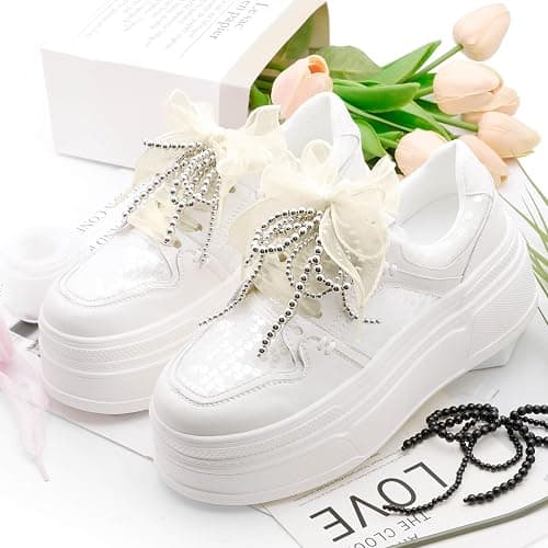 WEGOODZF Flat Sheer Shoe Laces: 2 Pairs 4CM Wide Fashion Snow Yarn Shoelaces - 09 Black - 31Inch (80CM) thumbnail 9