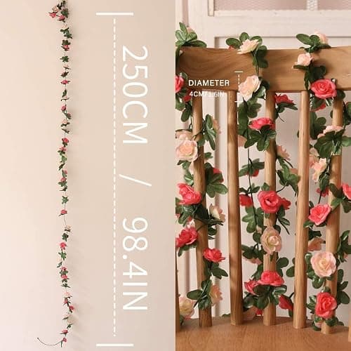8pcs 65.6Ft Flower Garland,PARTY JOY Fake Rose Vine Artificial Flowers Hanging Rose Ivy Garland for Room Wall Decor Hanging Baskets Wedding Arch Garden Background Decor (Pink-8PCS) thumbnail 3