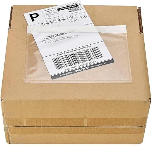 9527 Product 7.5" x 5.5" Clear Adhesive Top Loading Packing List/Shipping Label Envelopes (200 Pack) - Image 1