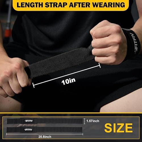 FITFIV Lifting Straps for Weightlifting, Lifting Wrist Straps for Gym Strength Training, Neoprene-padded Wrist Cushion - Men & Women thumbnail 2