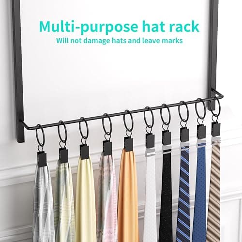 HapiRm Over Door Hat Rack - 3 Tier Wall Mounted Hat Organizer with 16 Hooks and 10 Movable Clips, Baseball Cap Organizer Storage Holds up to 26 Caps for Door, Bedroom, Closet USPTO Patent Pending thumbnail 4