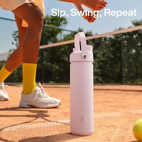 ENCOOL Insulated Water Bottle with Straw Stainless Steel Water Bottle, Leak-Proof, BPA-Free, Double Wall Vacuum Keeps Cold for 24 Hours for Sports, Travel, School (26 oz, Cotton Candy) thumbnail 8
