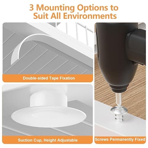 HOMEAILIE Under Sink Organizer, High Adjustable 2 Tier Under Kitchen Sink Organizer, Multi-Purpose Storage Shelf for Kitchen Bathroom Cabinet, White thumbnail 6
