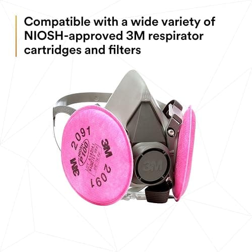 3M Half Facepiece Reusable Respirator Assembly Kit 6191, Size Small, P100, Lightweight, Comfortable, Easy to Adjust, Includes 2091 Particulate Filter, Welding, Soldering, Asbestos thumbnail 8