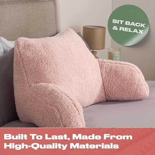 OHS Cuddle Cushion Teddy Pink, Reading Pillows for Bed Super Soft Cosy Pillow with Arms Support Pillows for Sitting up in Bed Teddy Pillow for Adults thumbnail 7