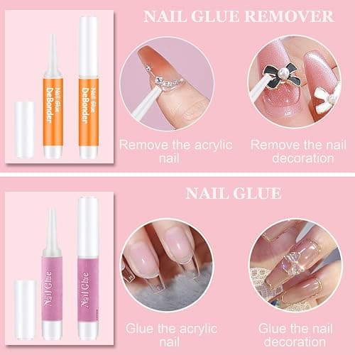 20PCS Press On Nail Tool Kit: Nail Prep Kit with Glue, Remover, Mini File, Buffer, Prep Pad, Adhesive Tabs, Wood Stick, Instruction Card thumbnail 3