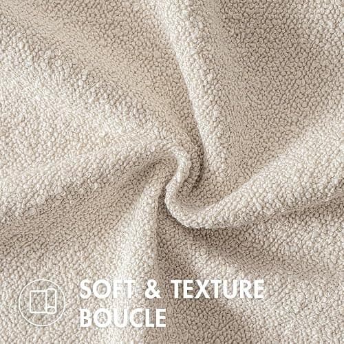 MIULEE 24x24 Inch Decorative Euro Sham Pillow Covers for Couch Bed Set of 2 Textured Boucle Neutral Throw Pillow Covers Natural Beige Ivory Accent Solid Pillowcases Sofa Living Room Home Decor thumbnail 6