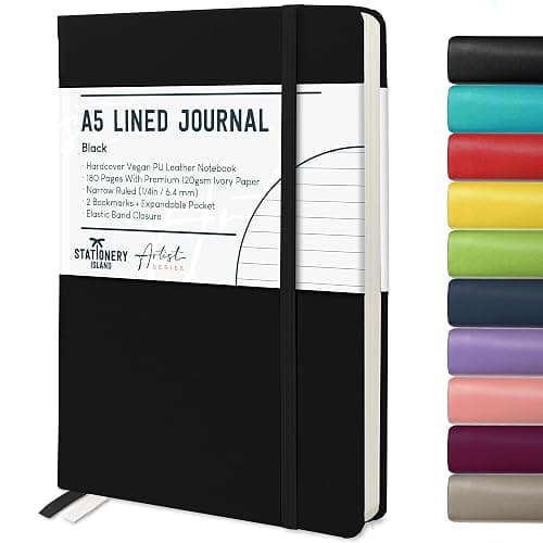 STATIONERY ISLAND A5 Lined Notebook, Journal Lined Hardcover with 120gsm Premium Thick Paper, 180 Pages Hardback Ruled Journal Notebook for Writing, Working, Study, Planning, Diary, Journaling - Image 1