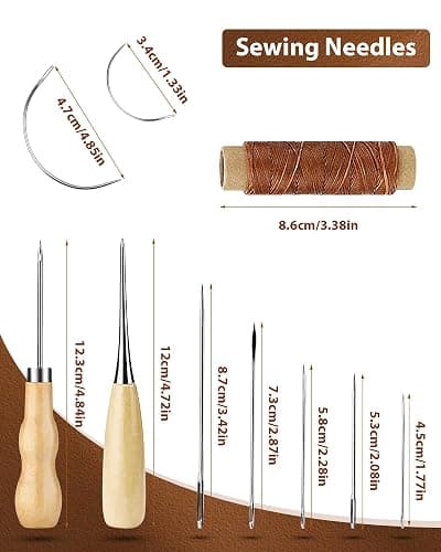 PLANTIONAL Leather Working Tools for Beginners: Professional Leather Craft Kit with Waxed Thread Groover Awl Stitching Punch for Leathercraft Adults Gifts 02 thumbnail 4
