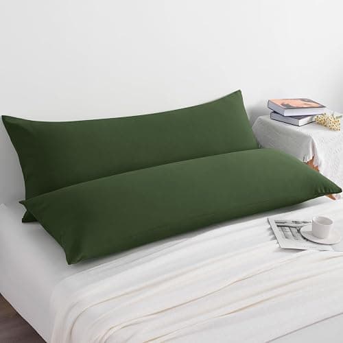 NTBAY Body Pillow Cases Set of 2, 2 Pack Brushed Microfiber 20x54 Pillow Cases, Soft, Wrinkle, Fade, Stain Resistant Olive Green Pillow Cases with Envelope Closure, 20x54 Inches, Olive Green thumbnail 5