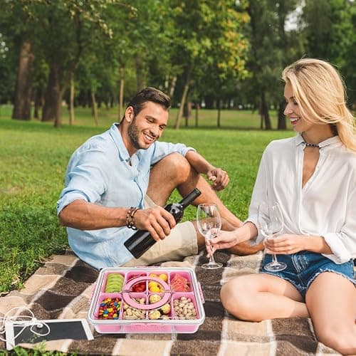 Divided Serving Tray with Lid and Handle, 8 Compartments Snack Box, Portable Platter for Candy Fruits Nuts, Snack Party Entertaining Picnic thumbnail 6